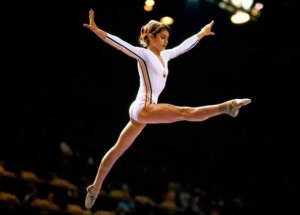 Nadia Comaneci lors d'une compétition.