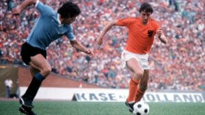 Johan Cryuff lors d'un match.