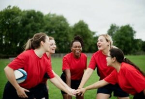 Une équipe de rugby féminine.